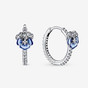 NEW Pandora Blue Pansy Flower Earrings